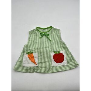 2. Vintage Green Fruit Pocket Toddler Apron School Arts & Craft Farm